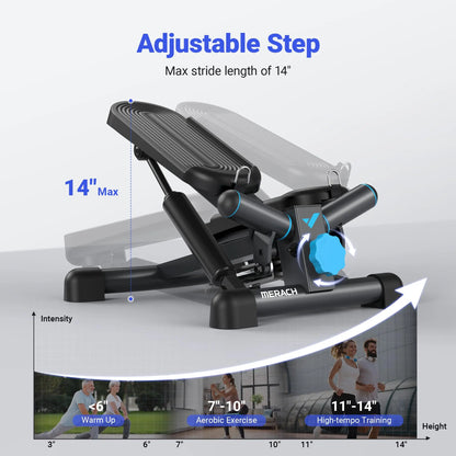 Mini Twist Stair Stepper for Exercise, 330LBS Capacity, with Resistance Band for Fitness, 2 Colors to Choose From, Quiet