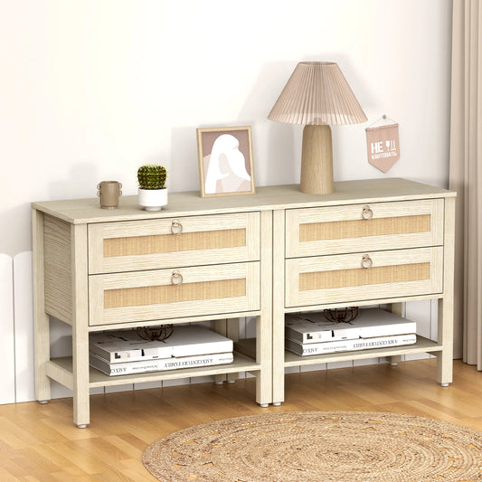 Large Modern Nightstand with Drawer Storage, 22.8" Wide Fluted Bedside Table or End Table for Living room, Sturdy