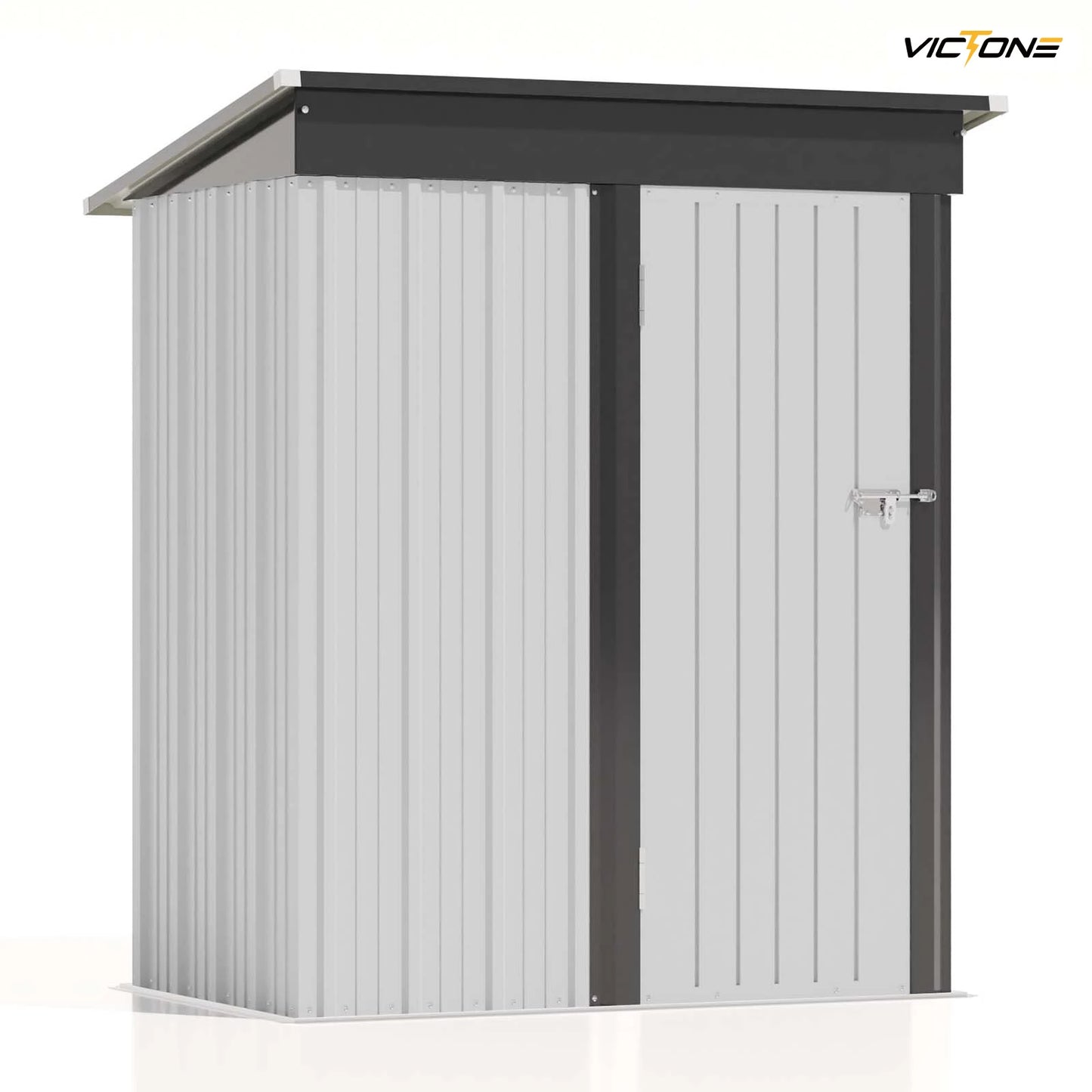5x3 FT Outdoor Storage Shed, Tool Shed with Sloping Roof and Lockable Door, Metal