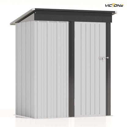5x3 FT Outdoor Storage Shed, Tool Shed with Sloping Roof and Lockable Door, Metal