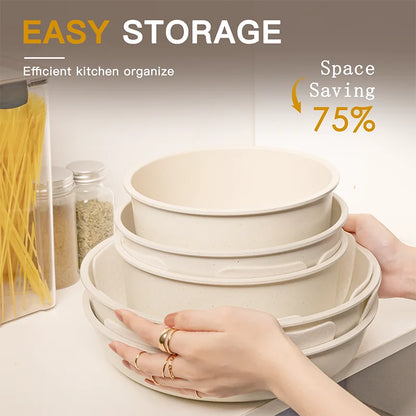 21 Piece Pots and Pans Set Non-Stick,  Ceramic Cookware Set with Sensor Handles, Milky white