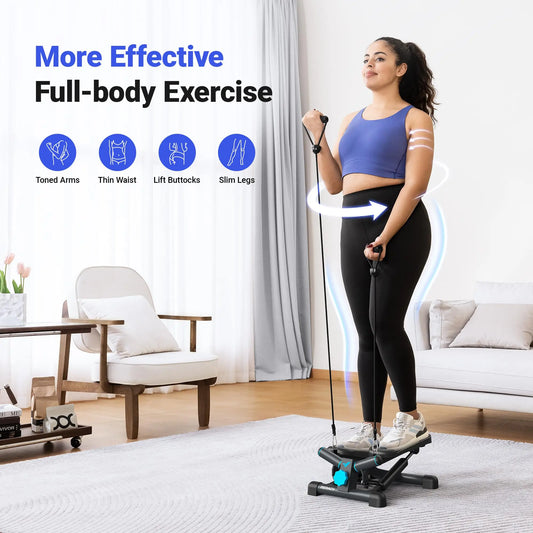 Mini Twist Stair Stepper for Exercise, 330LBS Capacity, with Resistance Band for Fitness, 2 Colors to Choose From, Quiet