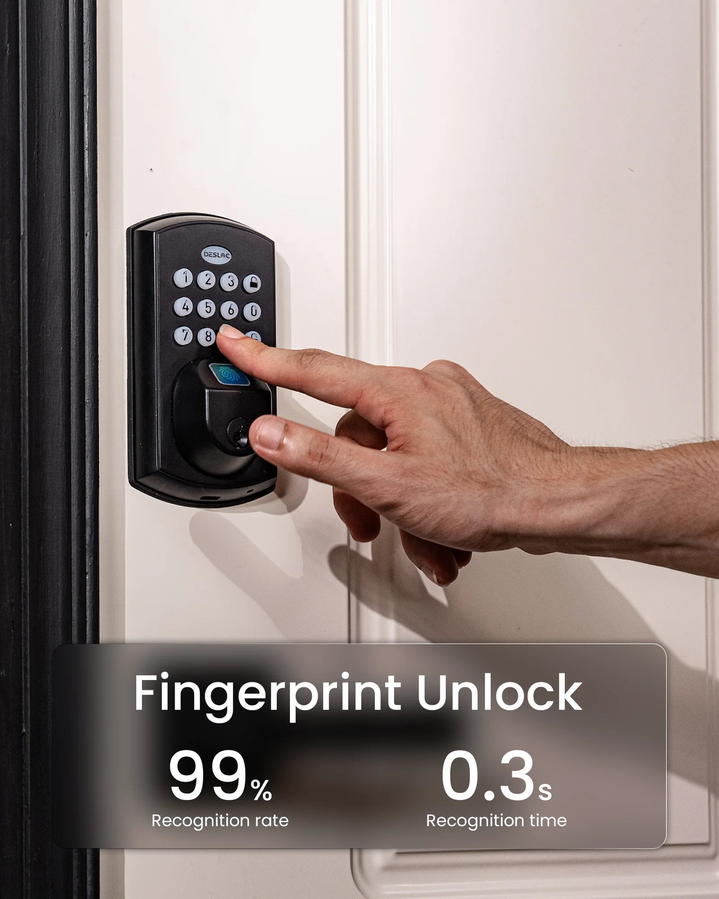 DESLOC A100F Keyless Entry Door Lock, Keypad Fingerprint Smart Lock Deadbolt for Front Door, Easy Installation, 12Months Battery