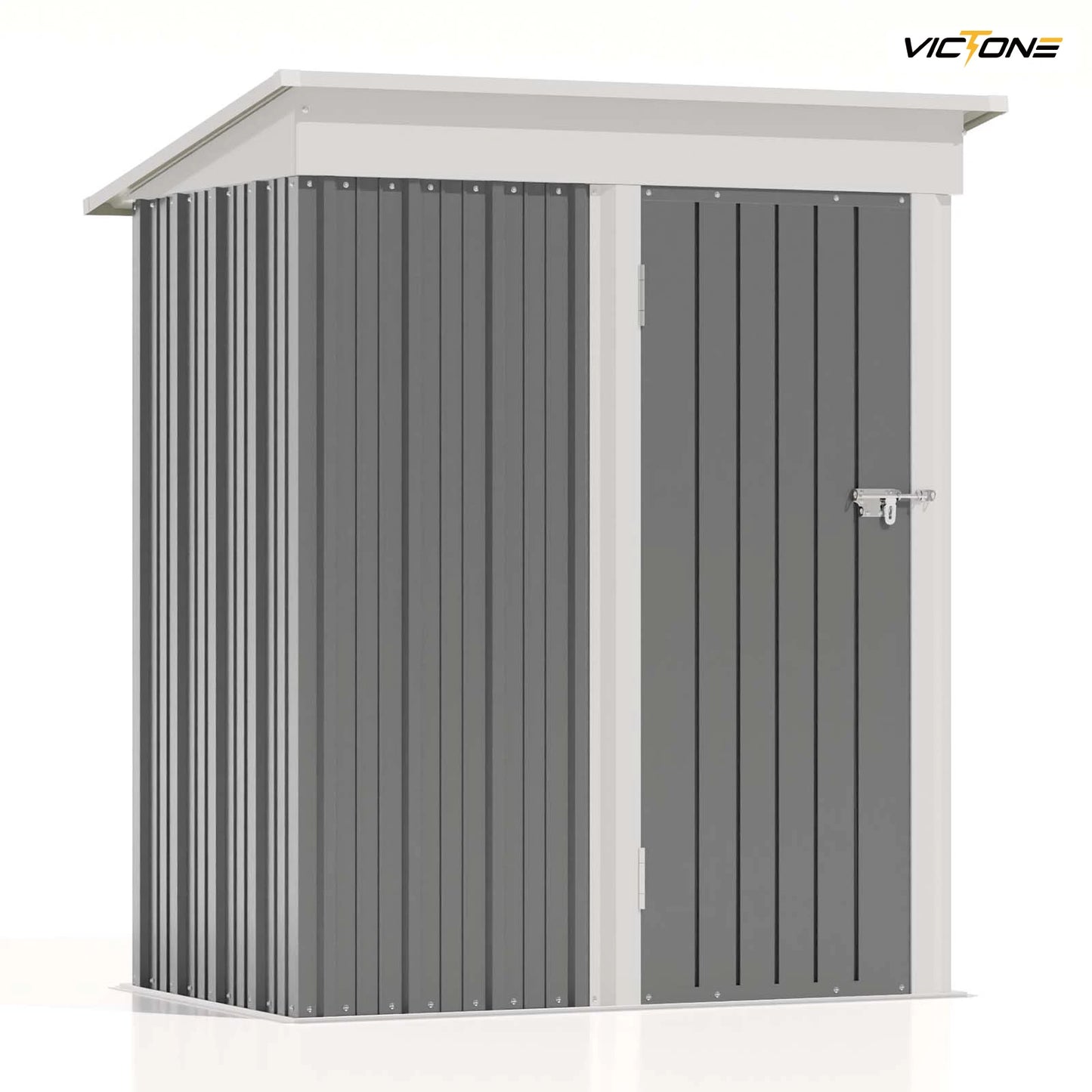 5x3 FT Outdoor Storage Shed, Tool Shed with Sloping Roof and Lockable Door, Metal