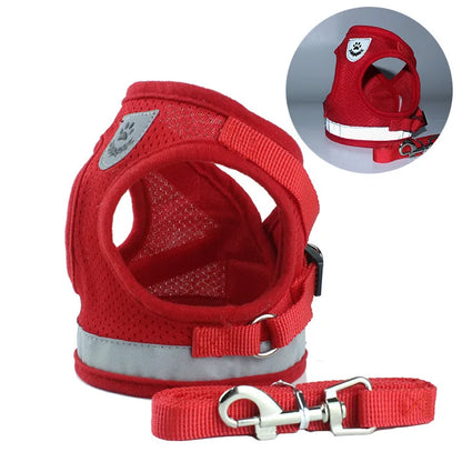 Reflective Dog Harness with Leash Adjustable Pet Harnesses Vest for Small Medium Dog Soft Outdoor Breathable Puppy Chest Strap
