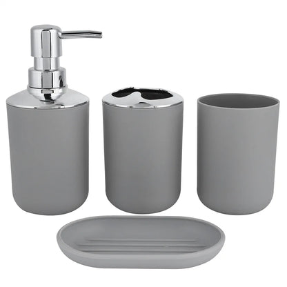 4pcs/Set Plastic Bathroom Set:  Toothbrush, Cup, Soap or Lotion Dispenser, Soap Dish