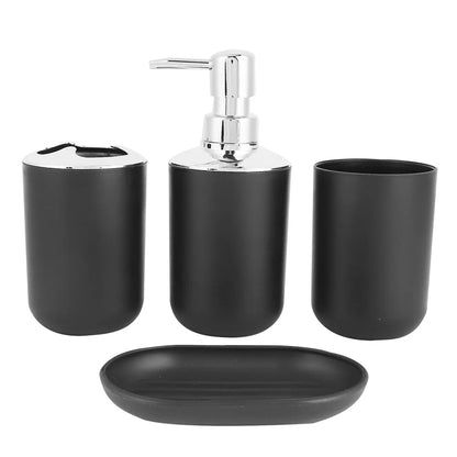 4pcs/Set Plastic Bathroom Set:  Toothbrush, Cup, Soap or Lotion Dispenser, Soap Dish