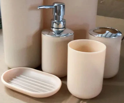 4pcs/Set Plastic Bathroom Set:  Toothbrush, Cup, Soap or Lotion Dispenser, Soap Dish