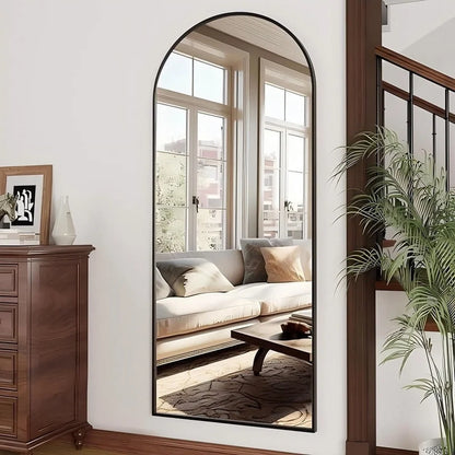 Arched Full Length Mirror, Free-Standing, Wall Mounted with Hooks