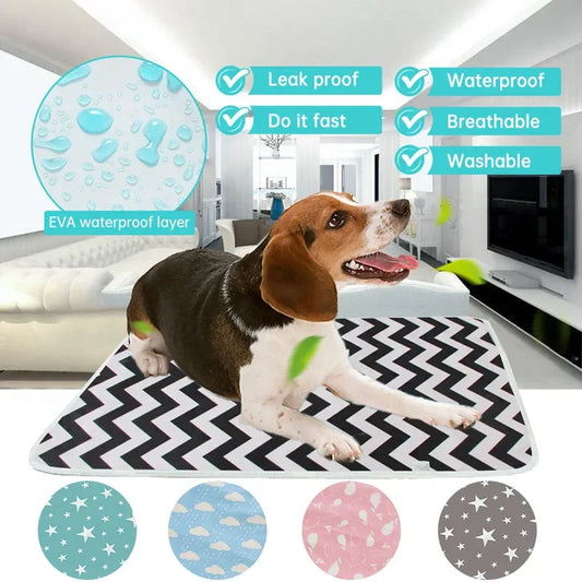Washable Under pad for Pets, Reusable Pet Mat for Animals, Urine Absorbent, Waterproof Training Pad , 5 Colors, 3 Sizes