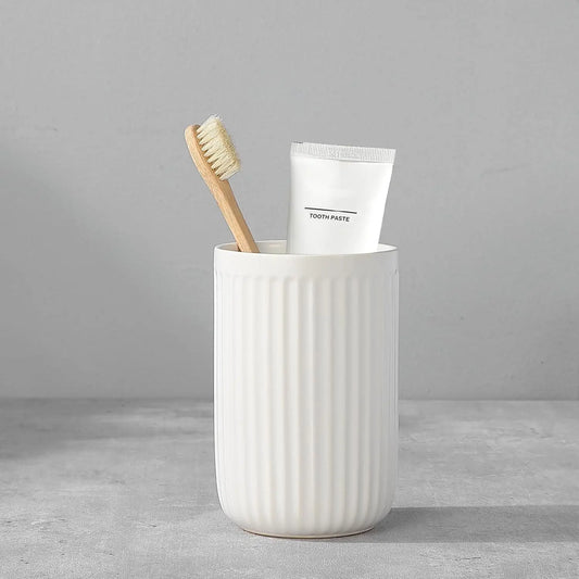 White Ceramic Tumbler Cup, Reusable, Toothbrush, Toothpaste Holder
