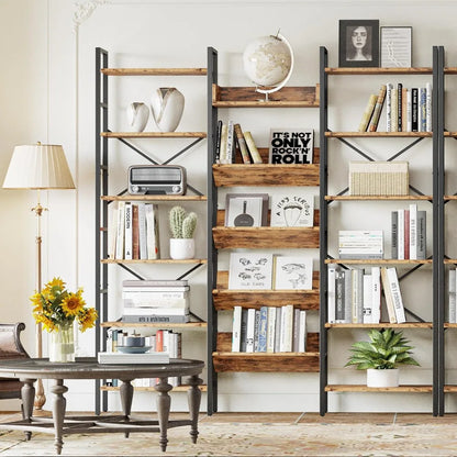 Industrial Bookshelves with Metal Frame, 6 Tiers