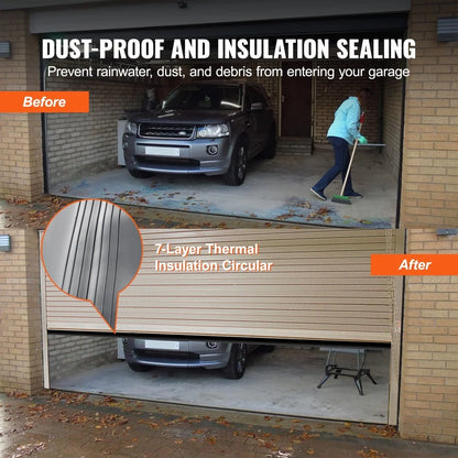 Universal Garage Door Seal Weather Stripping Kit, 16ft Rubber Insulation Strip, Easy Install Dust Air Moisture Barrier-T-Shaped
