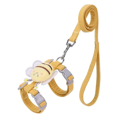 Cat Harness, Leash, Collar Set, Adjustable, Adorable Bee, Double Layer Cat Harness, Small, Medium, Blue, Yellow