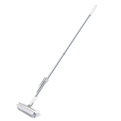 3 in 1 Floor Scrub Brush with Right Angled Bristle & Scraper, Long Handle Grout Brush, Shower Scrubber