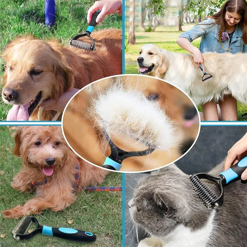 Professional Dog Brush, Removes Mats and De-sheds Fur From Cats/Dogs, Choice of 2 Sizes-M, L and  4 Colors
