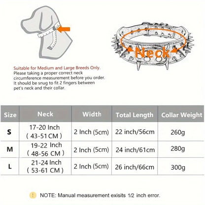 Cool Golden Sharp Spikes Studded Pet Dog Collar Fashion Leather Dog Collar For Medium And Large Dogs