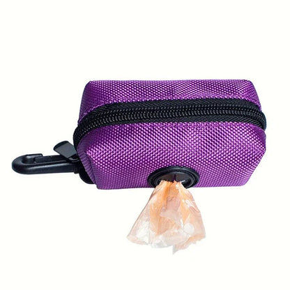Dog Nylon Medium Storage Bag for Plastic bags with Clip, Attaches to Leash