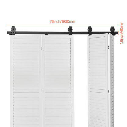 Bi-Folding, Sliding Barn Door, Hardware Track Kit, Top Mount Track Kit, Slide Smoothly & Quietly, Easy to Install Choice of Size