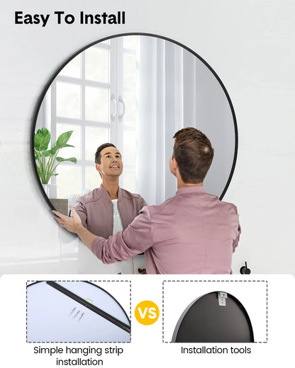 New, 5mm Extra Thick Oval Mirror, Matte Black Aluminum Alloy, Framed Bathroom Mirror, HD Mirror, Modern
