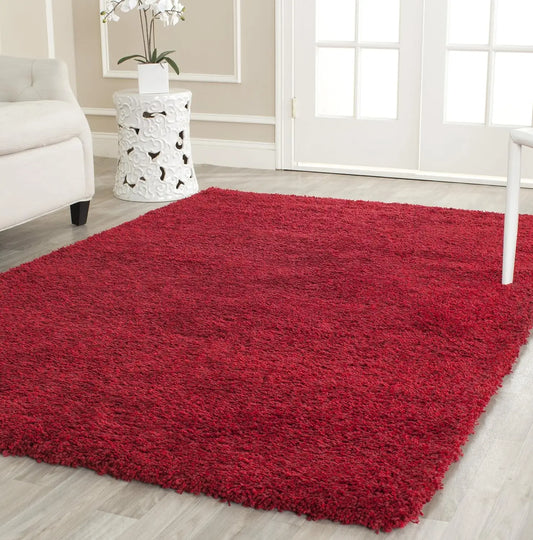 Shag Collection Area Rug - 6'7"" X 9'6"", Red, Non-Shedding & Easy Care, ideal For High Traffic Areas In