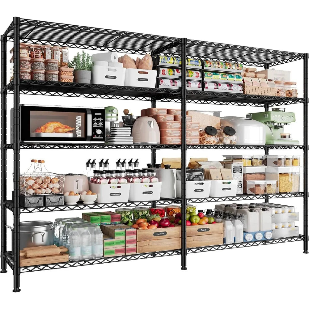 1500LBS Storage Shelves, Metal Shelving Unit, 61.7''W Wire Shelving, 5 Tier, Adjustable Wire Shelves