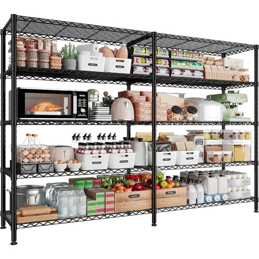 1500LBS Storage Shelves, Metal Shelving Unit, 61.7''W Wire Shelving, 5 Tier, Adjustable Wire Shelves