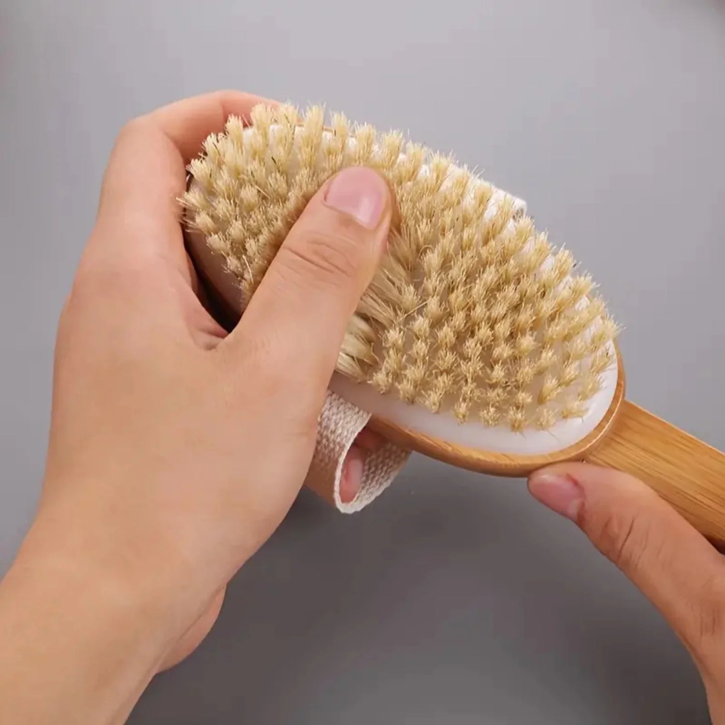 100% Solid Wood, Bristle Shower Brush - Premium Quality Eco-Friendly Body Scrubber for Gentle Exfoliation