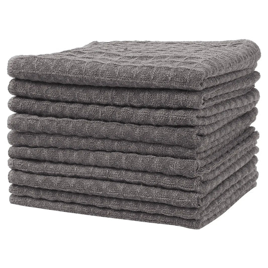 Super Absorbent Waffle Weave Kitchen Towels- 10 Pack - Lint Free, Quick Dry Dish Cloths, - XL 12x12 Inch