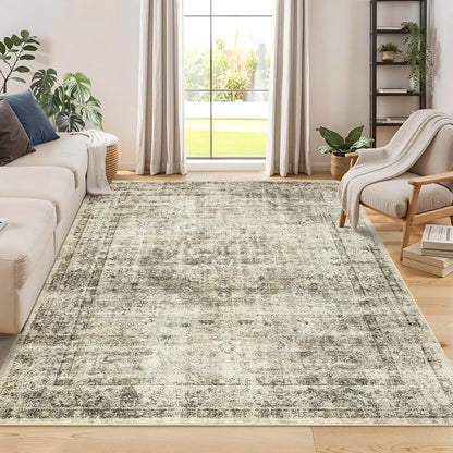 Washable, Stain-Resistant Area Rug , Nonslip Backing- 2 Color and 3 Size Selections