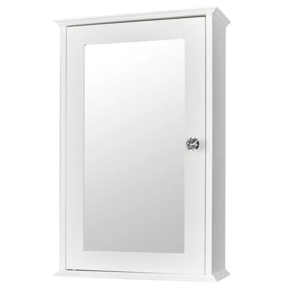 White Wall-Mounted Bathroom Cabinet with Mirror