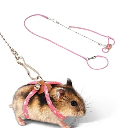Small Pet Adjustable Soft Strap Harness and/ Leash for Bird, Mouse, Hamster, Ferret, Rat, Pig, Choice of Pink or Blue