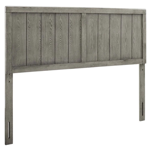 Modern King Wood Headboard with Retro Design, Gray