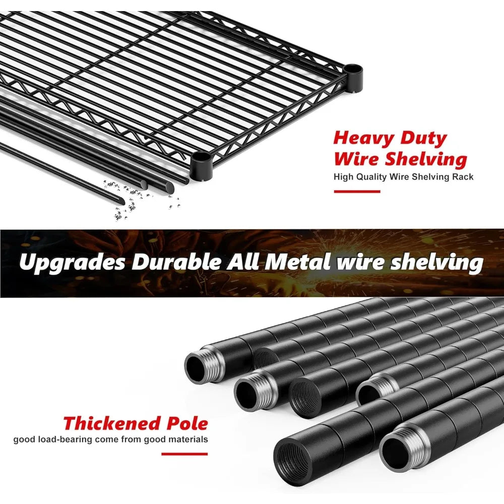 1500LBS Storage Shelves, Metal Shelving Unit, 61.7''W Wire Shelving, 5 Tier, Adjustable Wire Shelves