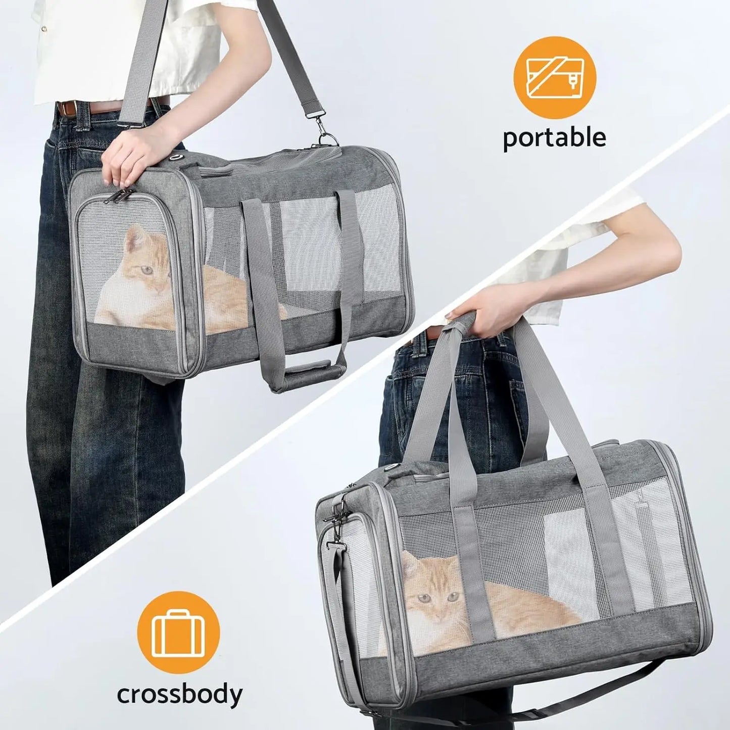 Airline Approved Pet Carrier, Soft Travel Bag with Breathable Honeycomb Board, Removable Support Board for Vet