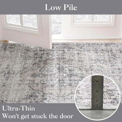 Washable, Stain-Resistant Area Rug , Nonslip Backing- 2 Color and 3 Size Selections
