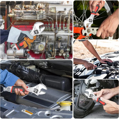 6 Inch Adjustable Wrench with Ergonomic Rubber Grip, Spanner Handle