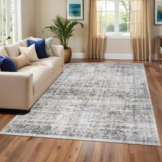 Washable, Stain-Resistant Area Rug , Nonslip Backing- 2 Color and 3 Size Selections