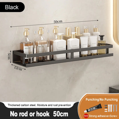 Bathroom Storage Rack, Adhesive Wall Mounted Towel Rack, Bathroom Cosmetics Storage Rack