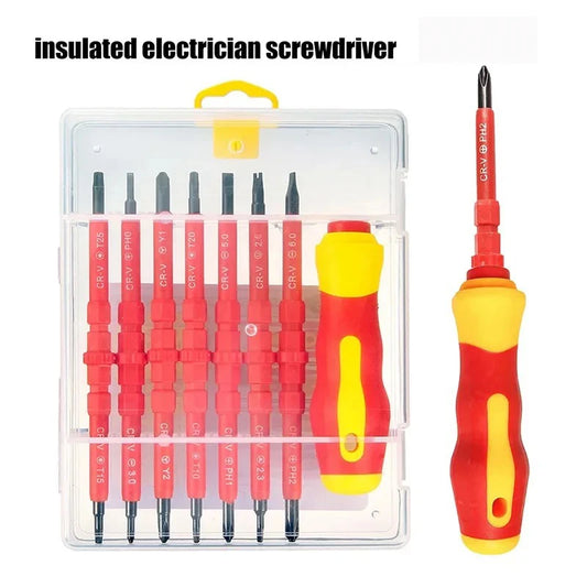 8 in 1 Insulated Screwdriver Set, Magnetic, Driver Double Head Bit, Slotted Phillips, Electrical Tools