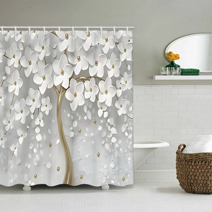 Golden Flower Tree Bathroom Four-piece Set - Avant-garde Waterproof Shower Curtain