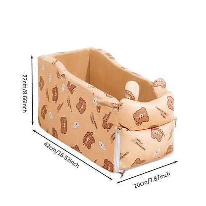 Console Dog/Cat Car Seat, Booster, Comfortable Pet Armrest, Non-Slip, Soft