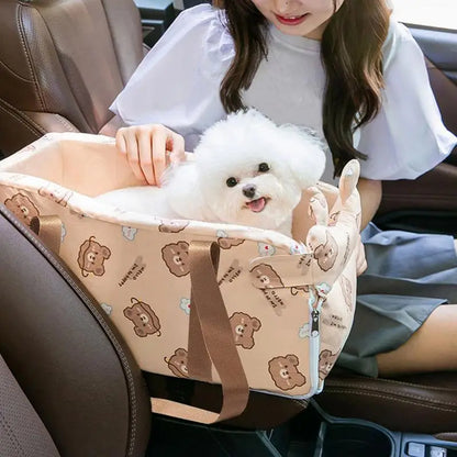 Console Dog/Cat Car Seat, Booster, Comfortable Pet Armrest, Non-Slip, Soft