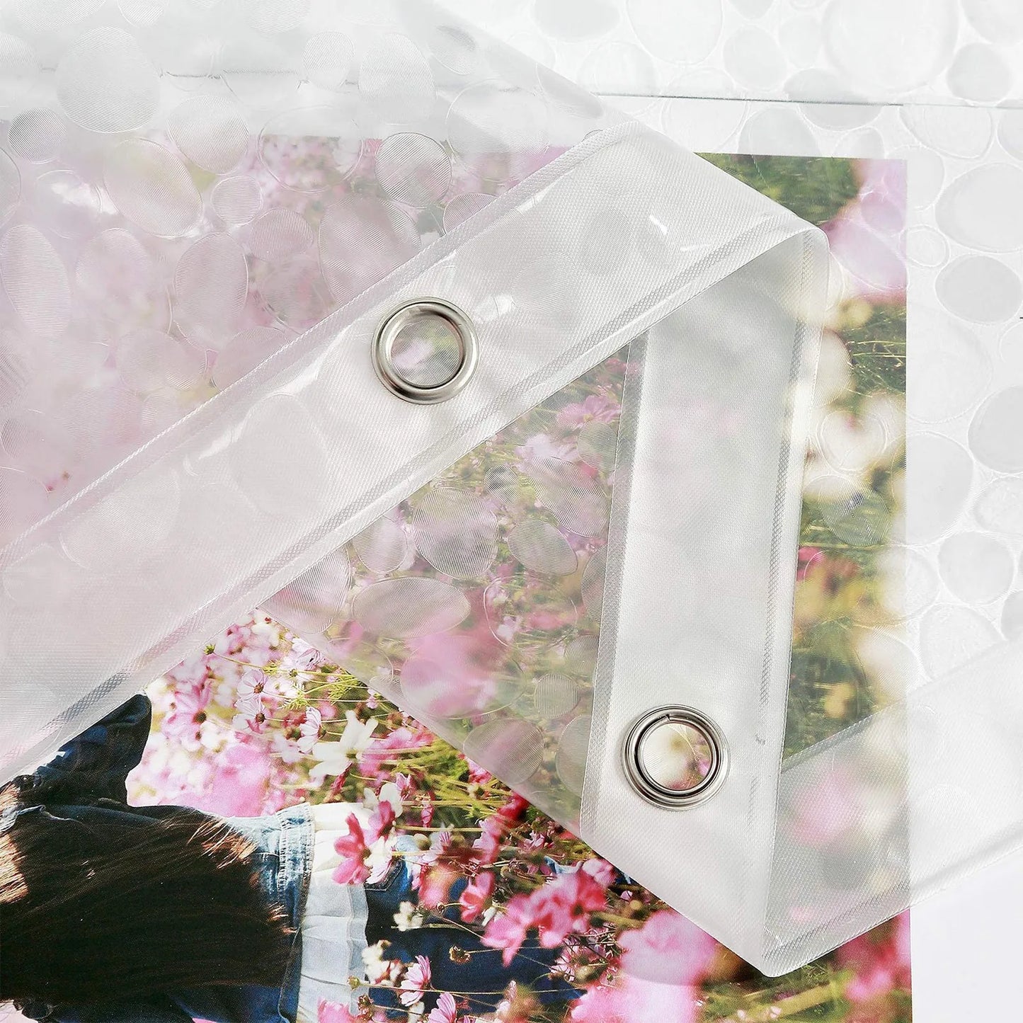 2025 Transparent Bathroom Shower Curtain 180x180, Waterproof, Mildew-Proof, 3D , 12 hooks included