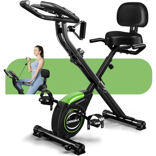 Folding Exercise Bike, 4 in 1 Stationary Magnetic Cycling Bicycle, Upright, Indoor