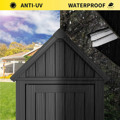 Outdoor Resin Storage Shed, Durable Cabinet with Removable Shelves and Lock Ring
