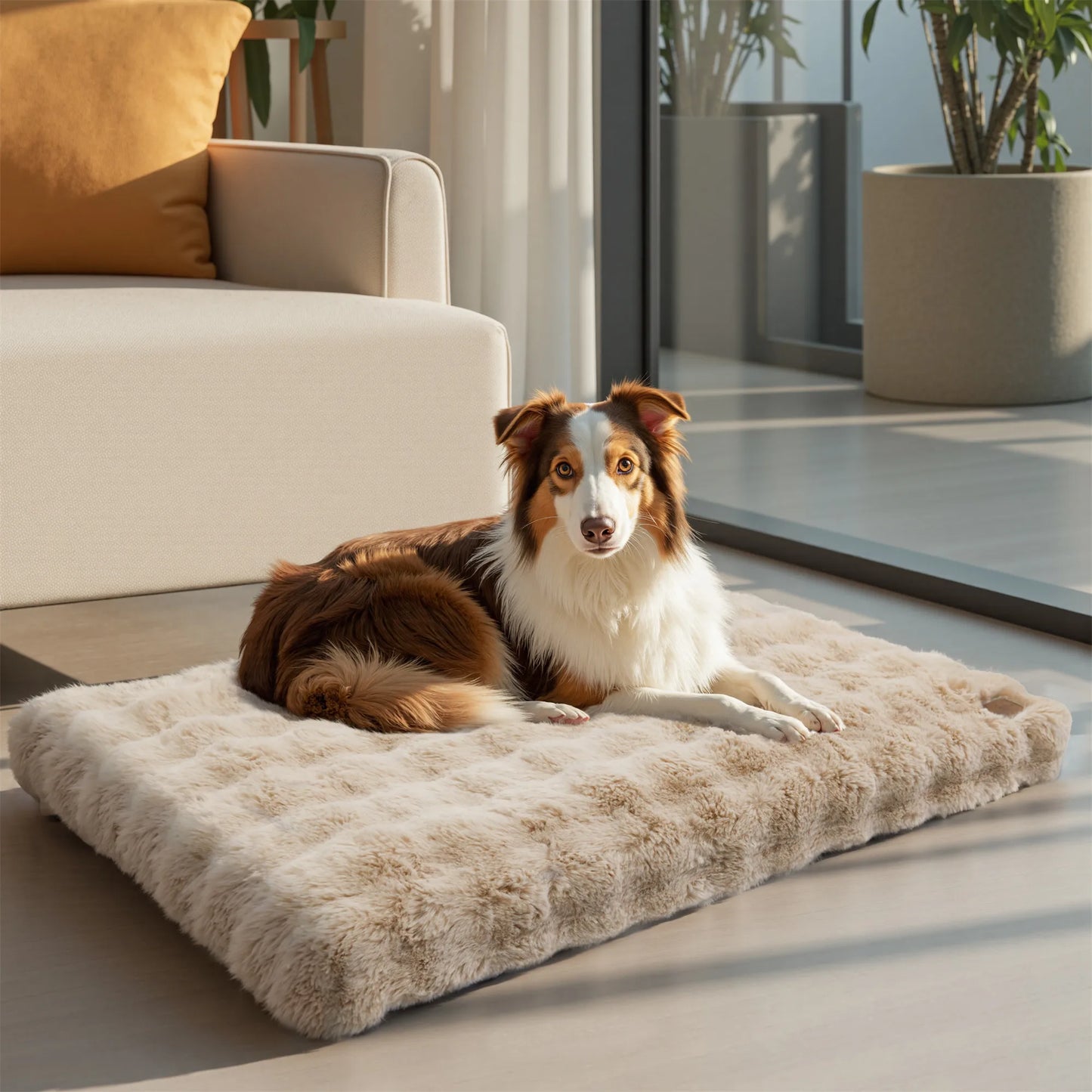 Fluffy Dog Bed for Small, Medium and Large Dogs, Plush Faux Fur, Calming, Anti Anxiety, Washable, Soft, Warm Dog Bed, Selection of Sizes and Color