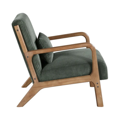 Wooden Lounge Chair with Green Lumbar Cushion