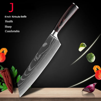 1-10Pcs Chef Knives, Japanese Santoku Kitchen Knives Set, Includes Sharp Cleaver, Slicing Utility Knife , Choice of Sets