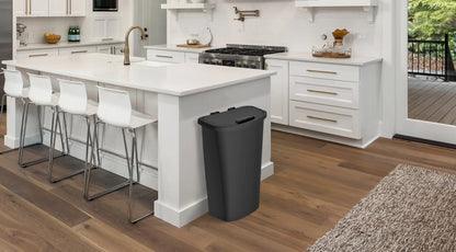Black, 11-Gallon Plastic Kitchen Trash Can with Lift-Top Lid, Spacious Home Waste Bin